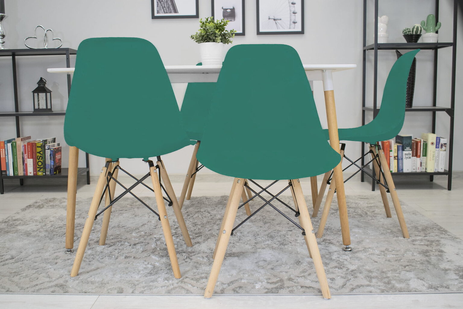3-ių kėdžių komplektas Osaka, žalias/rudas kaina ir informacija | Virtuvės ir valgomojo kėdės | pigu.lt