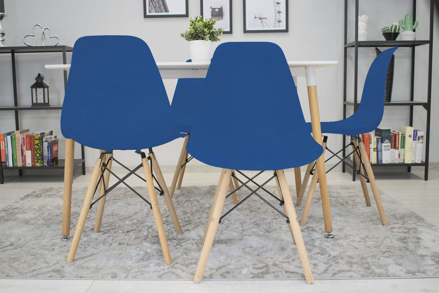 3-ių kėdžių komplektas Osaka, mėlynas/rudas kaina ir informacija | Virtuvės ir valgomojo kėdės | pigu.lt