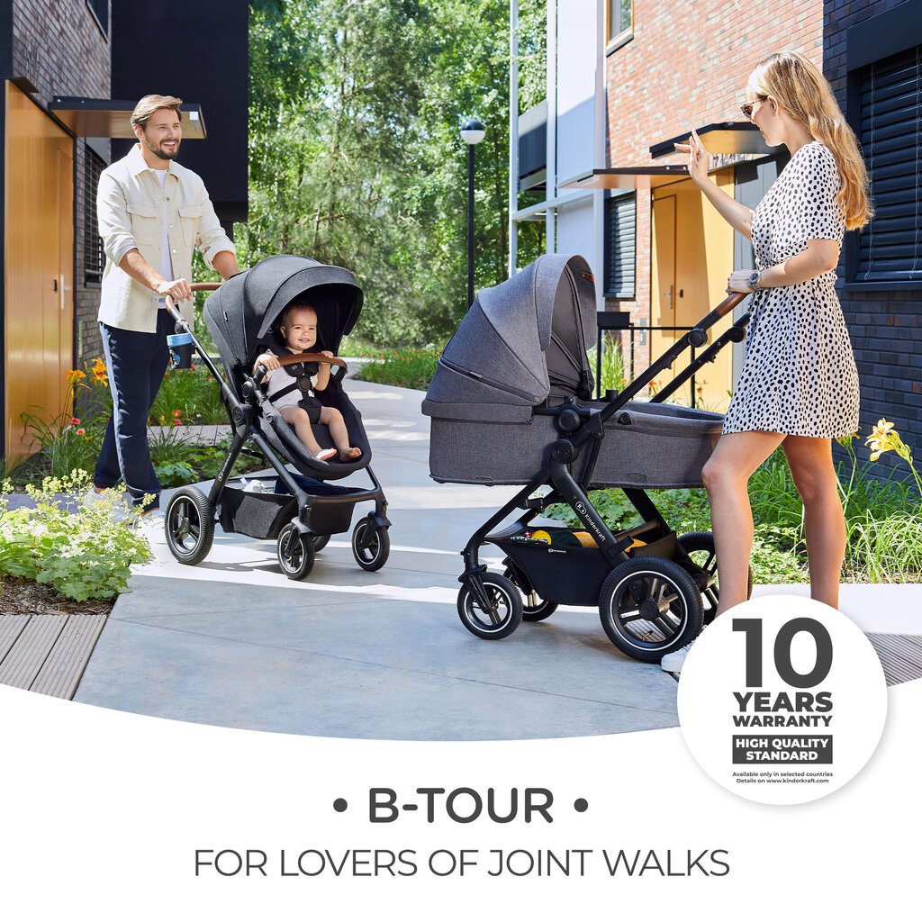 Universalus vežimėlis Kinderkraft B-Tour 3in1 Mink Pro, dark grey цена и информация | Vežimėliai | pigu.lt