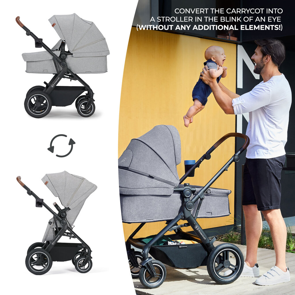 Universalus vežimėlis Kinderkraft B-Tour 3in1 Mink Pro, dark grey цена и информация | Vežimėliai | pigu.lt