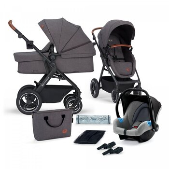 Universalus vežimėlis Kinderkraft B-Tour 3in1 Mink Pro, dark grey kaina ir informacija | Vežimėliai | pigu.lt