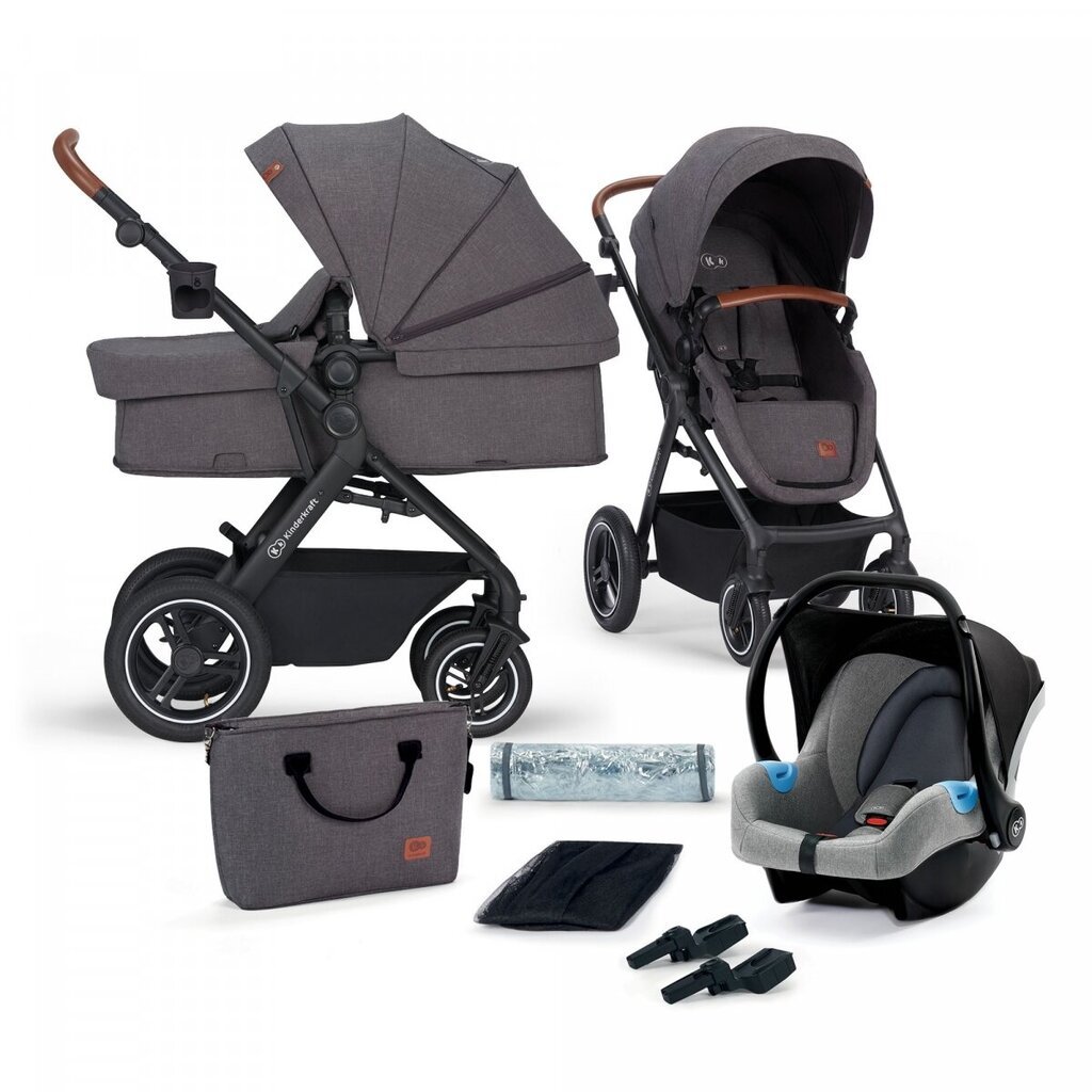 Universalus vežimėlis Kinderkraft B-Tour 3in1 Mink Pro, dark grey цена и информация | Vežimėliai | pigu.lt