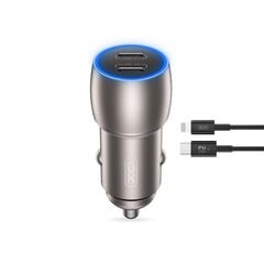 XO car charger CC51 PD 40W 2x USB-C gray + USB-C - Lightning cable цена и информация | Зарядные устройства для телефонов | pigu.lt