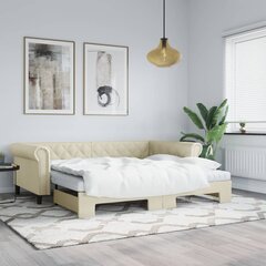 Sofa-lova vidaXL, 90x200 cm, smėlio kaina ir informacija | Lovos | pigu.lt