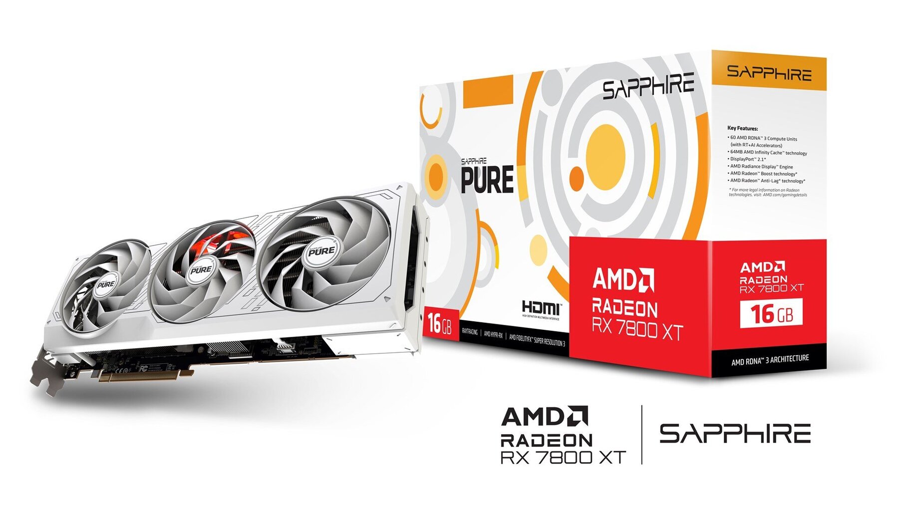 Sapphire Pure AMD Radeon RX 7800 XT (11330-03-20G) цена и информация | Vaizdo plokštės (GPU) | pigu.lt