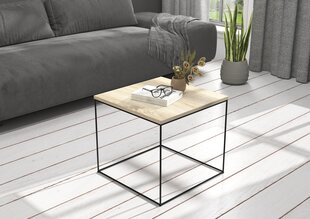 Kavos staliukas ADRK Furniture Elena 50x50 cm, šviesiai rudas/juodas kaina ir informacija | Kavos staliukai | pigu.lt