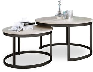Kavos staliukų komplektas ADRK Furniture Okin, pilkas/juodas kaina ir informacija | Kavos staliukai | pigu.lt