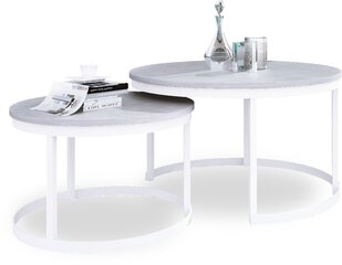 Kavos staliukų komplektas ADRK Furniture Okin, pilkas/baltas kaina ir informacija | Kavos staliukai | pigu.lt