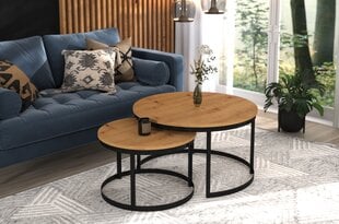 Kavos staliukų komplektas ADRK Furniture Okin, rudas/juodas kaina ir informacija | Kavos staliukai | pigu.lt