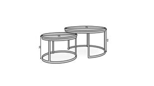 Kavos staliukų komplektas ADRK Furniture Okin, rudas/juodas kaina ir informacija | Kavos staliukai | pigu.lt