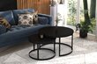 Kavos staliukų komplektas ADRK Furniture Okin, juodas kaina ir informacija | Kavos staliukai | pigu.lt