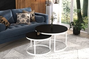 Комплект кофейных столиков ADRK Furniture Okin, черный/белый цвет цена и информация | Журнальные столы | pigu.lt