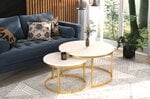 Kavos staliukų komplektas ADRK Furniture Okin, baltas/aukso