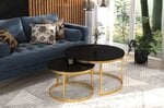 Kavos staliukų komplektas ADRK Furniture Okin, juodas/aukso