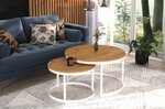 Kavos staliukų komplektas ADRK Furniture Okin, rudas/baltas