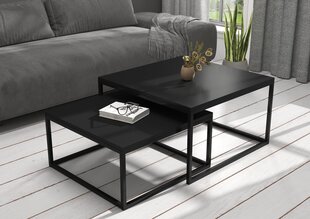 Kavos staliukų komplektas ADRK Furniture Kama, juodas kaina ir informacija | Kavos staliukai | pigu.lt
