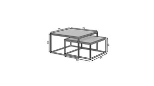 Комплект кофейных столиков ADRK Furniture Kama, светло-коричневый/черный цвет цена и информация | Журнальные столики | pigu.lt