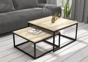 Комплект кофейных столиков ADRK Furniture Kama, светло-коричневый/черный цвет цена и информация | Журнальные столы | pigu.lt