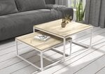Kavos staliukų komplektas ADRK Furniture Kama, šviesiai rudas/baltas