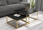 Kavos staliukų komplektas ADRK Furniture Kama, juodas/aukso