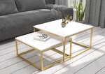 Kavos staliukų komplektas ADRK Furniture Kama, baltas/aukso