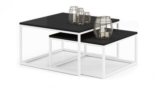 Kavos staliukų komplektas ADRK Furniture Kama, juodas/baltas kaina ir informacija | Kavos staliukai | pigu.lt