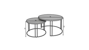 Kavos staliukų komplektas ADRK Furniture Etta, rudas/juodas kaina ir informacija | Kavos staliukai | pigu.lt