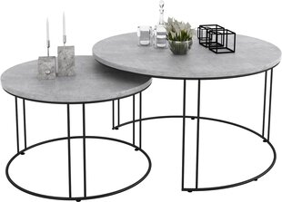 Комплект кофейных столиков ADRK Furniture Etta, серый/черный цвет цена и информация | Журнальные столики | pigu.lt