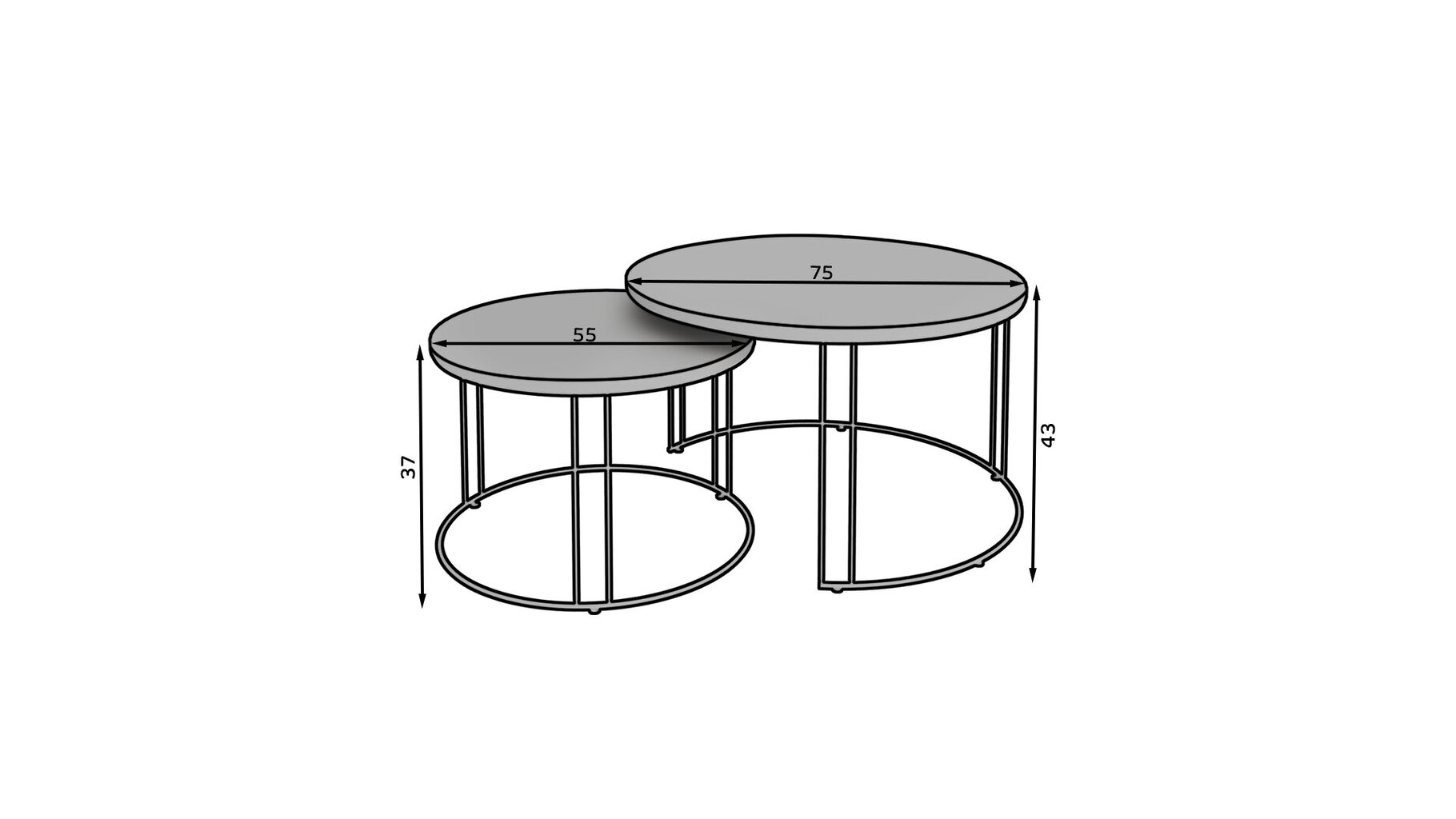 Kavos staliukų komplektas ADRK Furniture Etta, juodas/baltas kaina ir informacija | Kavos staliukai | pigu.lt
