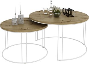 Комплект кофейных столиков ADRK Furniture Etta, коричневый/белый цвет цена и информация | Журнальные столы | pigu.lt