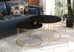 Комплект кофейных столиков ADRK Furniture Etta, черный/золотой цвет