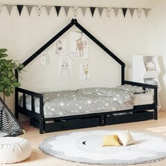 Vaikiškos lovos rėmas vidaXL, 90x190 cm, juodas kaina ir informacija | Vaikiškos lovos | pigu.lt