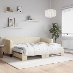 Sofa-lova vidaXL, 90x200 cm, smėlio kaina ir informacija | Lovos | pigu.lt