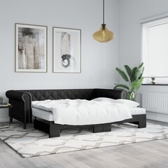 Sofa-lova vidaXL, 90x200 cm, juoda kaina ir informacija | Lovos | pigu.lt