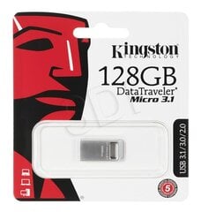 Металлический сверхкомпактный флеш-накопитель KINGSTON 128GB DTMicro USB 3.1 / 3.0 Type-A цена и информация | USB накопители | pigu.lt