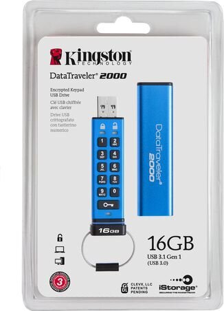 Kingston 16GB USB 3.0 DT2000 su užraktu kaina ir informacija | USB laikmenos | pigu.lt