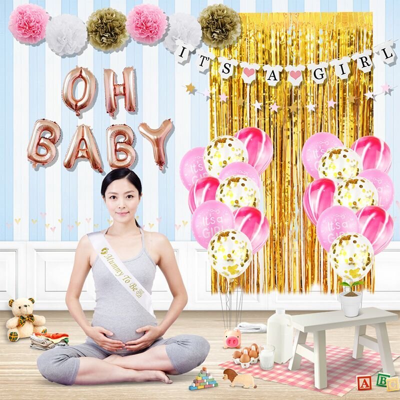 Balionų ir dekoracijų rinkinys Baby shower - Tai mergaitė kaina ir informacija | Dekoracijos šventėms | pigu.lt