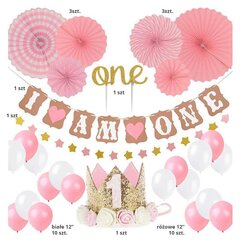 Balionų rinkinys 1-ajam gimtadieniui, rožiniai kaina ir informacija | Balionai | pigu.lt