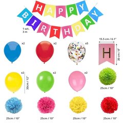 Balionų rinkinys gimtadieniui, spalvingi цена и информация | Шарики | pigu.lt