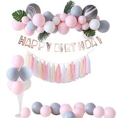 Balionų rinkinys gimtadieniui, rožiniai, pilki, 100 vnt цена и информация | Шарики | pigu.lt