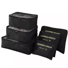 Набор тревел-чехлов для чемодана, 6 шт. черный цена и информация | Чемоданы, дорожные сумки  | pigu.lt