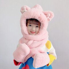 Kepurė ir pirštinės mergaitėms HD-62408, rožinė цена и информация | Шапки, перчатки, шарфы для девочек | pigu.lt