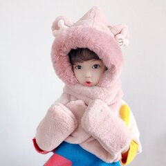 Kepurė ir pirštinės mergaitėms HD-62409, rožinė цена и информация | Шапки, перчатки, шарфы для девочек | pigu.lt