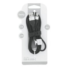 Setty USB - USB-C cable 1,2 m 2A KNA-C-1.221 black цена и информация | Кабели и провода | pigu.lt