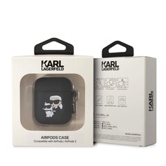 Karl Lagerfeld 3D Logo NFT Karl and Choupette Silicone Case for AirPods 1|2 Black цена и информация | Теплая повязка на уши, черная | pigu.lt