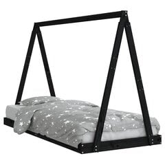 Vaikiškos lovos rėmas vidaXL, 90x200 cm, juodas цена и информация | Детские кровати | pigu.lt