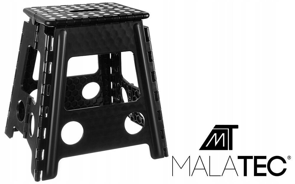 Sulankstoma taburetė Malatec, juoda, 39 cm kaina ir informacija | Buitinės kopėčios, rampos | pigu.lt
