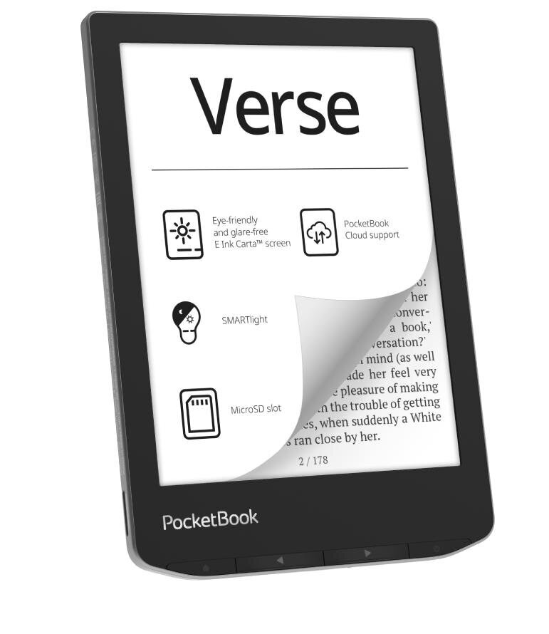 PocketBook Verse USB-C grey цена и информация | Elektroninių knygų skaityklės | pigu.lt