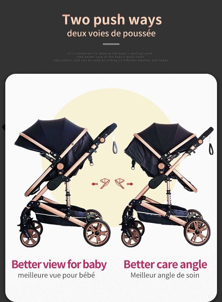 Transformuojamas vežimėlis 3in1, rožinis kaina ir informacija | Vežimėliai | pigu.lt