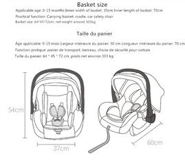 Transformuojamas vežimėlis 3in1, raudonas kaina ir informacija | Vežimėliai | pigu.lt